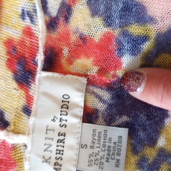 Hampshire Studio Knit Cardigan Shrug Size S Linen Blend Floral Pink Light Summer - Picture 7 of 9